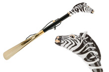 ZEBRA GOLD – Încălțător negru cu cap de zebră aurie, tijă din lemn | Pasotti