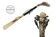 SWAROVSKI SPIDER GOLD – Încălțător negru cu cap de păianjen auriu decorat cu cristale Swarovski® | Pasotti