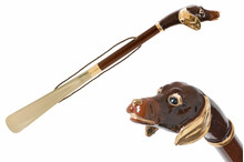 DACHSHUND GOLD – Încălțător maro cu cap de Dachshund auriu | Pasotti