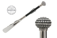 BICOLOR SWAROVSKI SILVER – Încălțător negru cu mâner argintiu decorat cu cristale Swarovski® | Pasotti