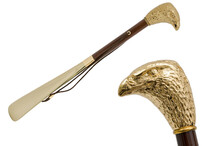 GOLDEN EAGLE – Încălțător auriu cu mâner în formă de vultur, tijă din lemn | Pasotti
