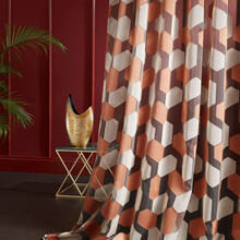 ANAHI - Perdea Modernă Din Organza Trevira CS Cu Model Grafic Hexagonal