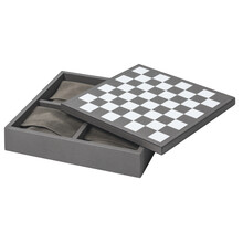 Set de sah, Dame si Domino, din lemn de nuc si piele, TOSCA