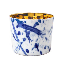 SIP OF GOLD – Pocal de șampanie DRIPS cobalt & alb, cu interior placat cu aur de 24K