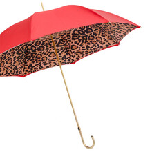 RED LEOPARD PRINT – Umbrelă damă roșie cu interior animal print