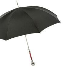 SILVER HORSE – Umbrelă bărbați elegantă neagră cu mâner decor Cal argintiu