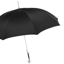 SILVER MASTIFF – Umbrelă bărbați neagră cu mâner decor Mastiff argintat