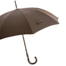 SOLID STICK HICKORY – Umbrelă bărbați maro cu mâner din corn și tijă din lemn masiv