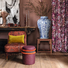 BLOOMING BAROQUE – Țesătură florală din vâscoză și in cu imprimeu acuarelă