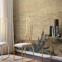 AKITA Tapet panoramic – Design Japonez cu Bambus pe Foiță de Aur, Nobilis