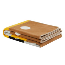 TRIENNIAL – Pled Multicolor Portocaliu cu Buline și Dungi din Lână Merinos Extrafină