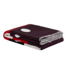 TRIENNIAL – Pled Multicolor Bordeaux cu Buline și Dungi din Lână Merinos Extrafină