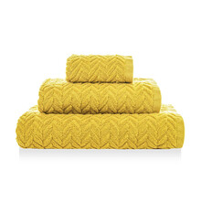 CHEVRON - Set 3 Prosoape mustar, 100% bumbac premium, ultra-absorbante