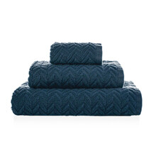 CHEVRON - Set 3 Prosoape bleumarin, 100% bumbac premium, ultra-absorbante