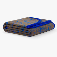 THERMO CAMOUFLAGE BLUE – Pătură din Lână Albastru & Maro cu Bordură de Catifea