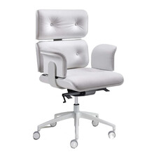 ARMADILLO 2 | Fotoliu executiv pivotant din piele albă și finisaj alb lucios