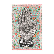 JAPANESE GARDEN – Eșarfă din modal și cașmir cu mână chiromant, ochi atotvăzător și mesaj