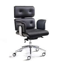 ARMADILLO 2 Scaun pentru birou din piele neagra si spate negru