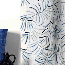 MIMOSA - Perdea Din In Cu Broderie Delicată De Frunze Și Crenguțe Stilizate