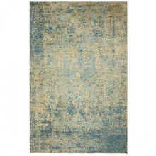 AURA - Covor din lână și mătase, lucrat manual, bej și turcoaz, aspect antichizat