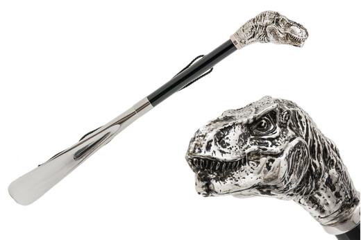 T-REX SILVER – Încălțător argintiu cu detalii negre, cap de dinozaur | Pasotti