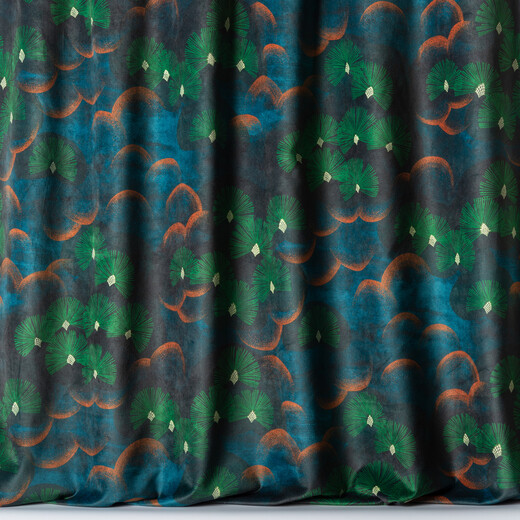 LILY POND – catifea imprimată cu nuferi stilizați, inspirată de arta japoneză