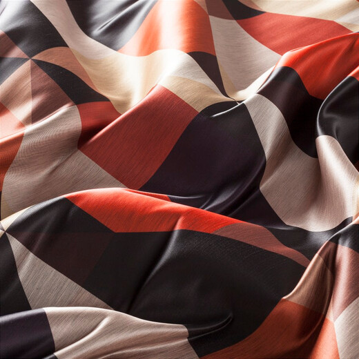 MONDANO – Draperie retro din satin cu design geometric colorat