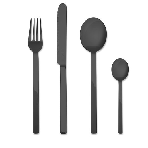 STILE NERO by Pininfarina – Set 4 tacâmuri din inox negru, design italian de lux