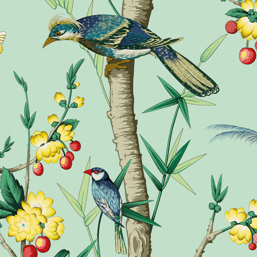 JOSEPHINE – Tapet panoramic pe pai japonez cu păsări exotice și bambus