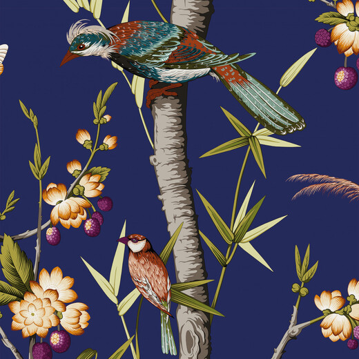 JOSEPHINE – Tapet panoramic pe pai japonez cu păsări exotice și bambus