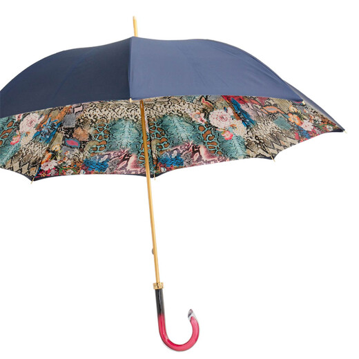 Umbrela albastra Pitone cu decor interior animal print