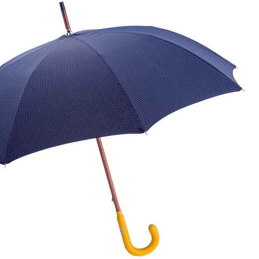 Umbrela albastra pentru barbati cu maner galben din piele