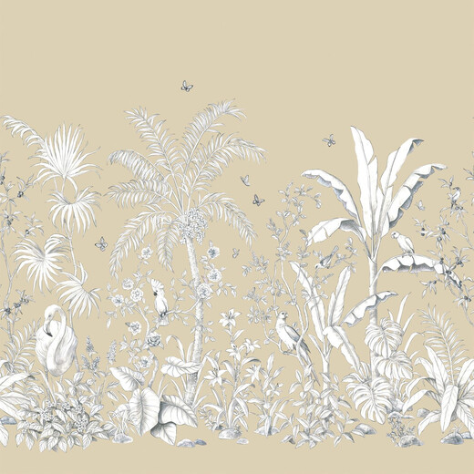 PAPILLONS Tapet Panoramic – Chinoiserie tropicală, vinil de lux