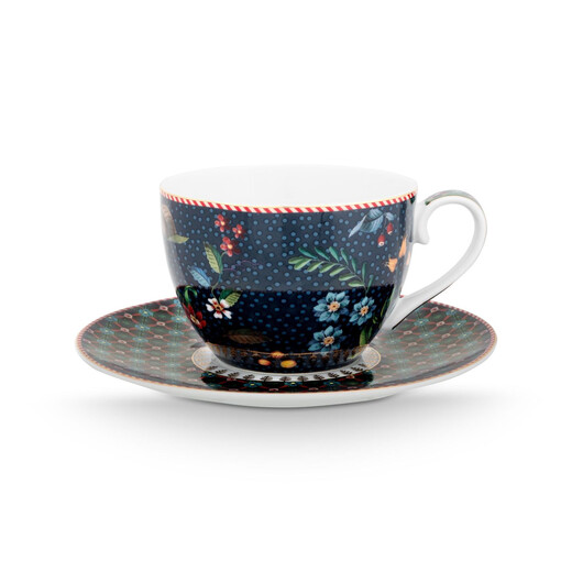 BERRY BLUE – Set 6 Cești cu Farfurie pentru Ceai și Cafea din Porțelan