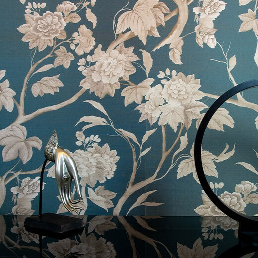 MADAME BUTTERFLY -  Tapet din matase cu motive florale asiatice