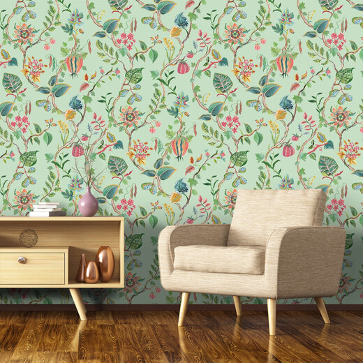 MYTHICA Tapet non-woven – design botanic exotic cu flori de fructul pasiunii