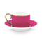 Set de 6 Cani pentru cafea cu farfurie CHIQUE Magenta - Auriu