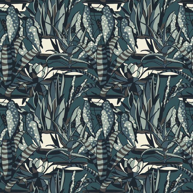 AGAVES – Țesătură decorativă din bumbac cu plante exotice, by Nobilis