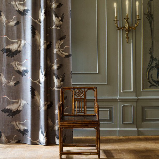 AZZURO – Țesătură din in și vâscoză cu cocori, pentru draperii elegante