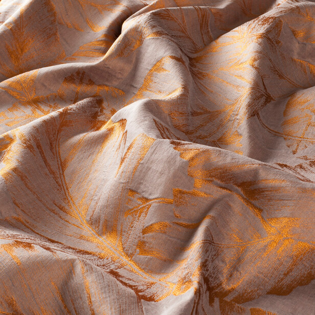 ANCIENT LAND – Jacquard din mătase și in cu frunze aurii Art Nouveau