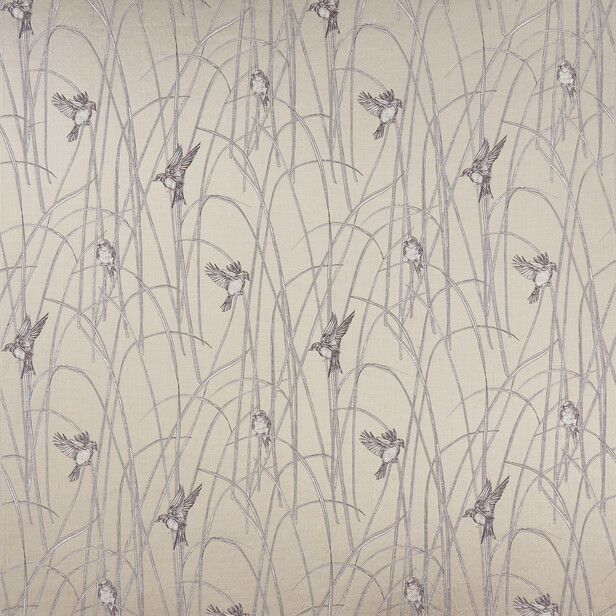 REEDBIRDS – Țesătură jacquard din mătase și in cu păsări printre trestii
