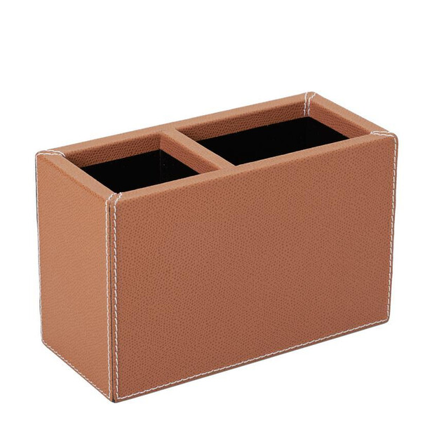 PHIL BROWN – Cutie rectangulară pentru creioane, din piele naturală, cu două compartimente