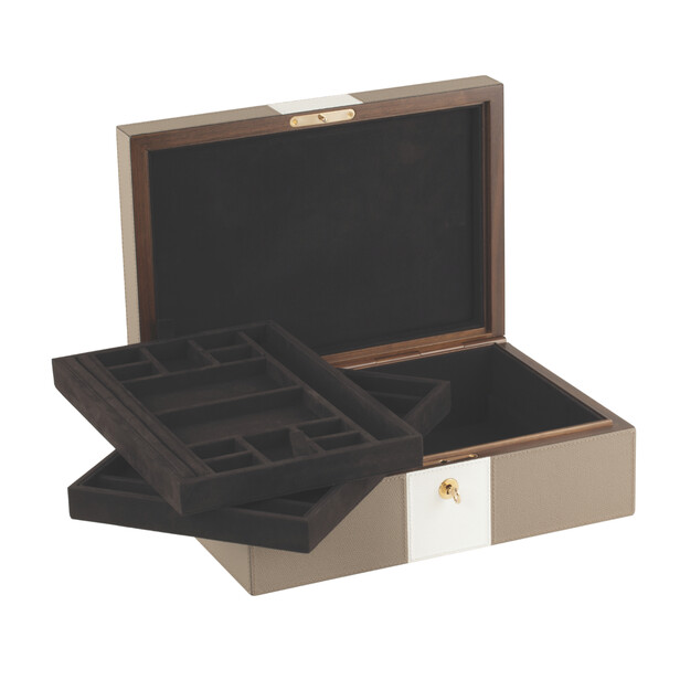 Caseta pentru bijuterii cu doua tavite, GOLD