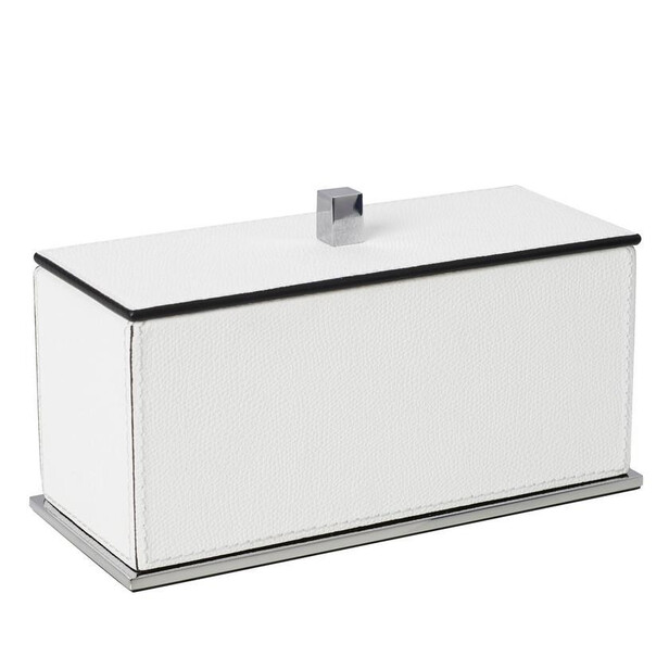 Cutie S cu capac, din piele, FIRENZE, crom