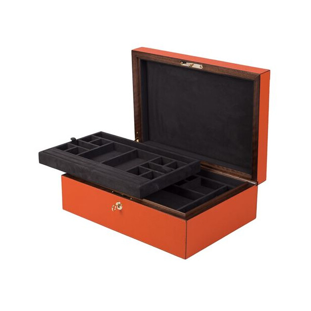 Caseta pentru bijuterii cu doua tavite, PLATINUM