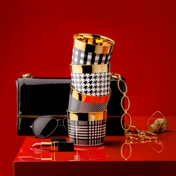 SIP OF GOLD – Pocal de șampanie FASHION GLENCHECK cu interior placat cu aur de 24K