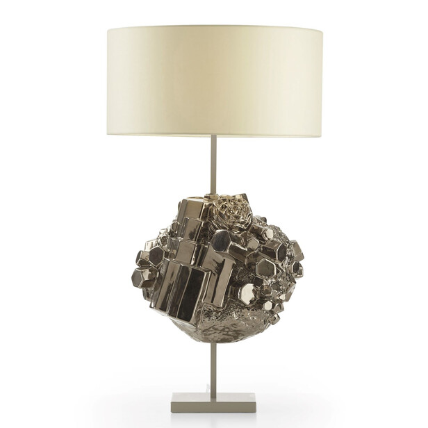 JASPER - Lampa de masa din ceramica cu motive flori de mina bronz