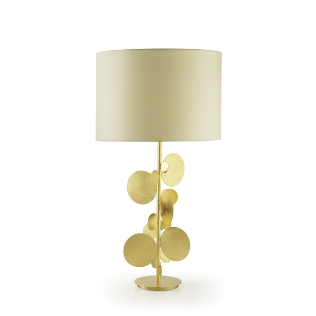 ORION - Lampa de masa cu discuri aurii și abajur ecru
