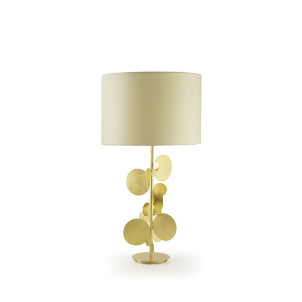 ORION - Lampa de masa cu discuri aurii și abajur ecru