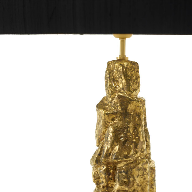 EDITH - Lampa de masa cu baza aurie din lemn sculptat